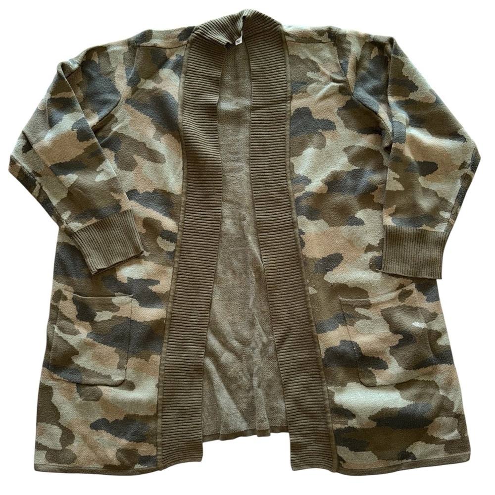 Isaac Mizrahi Live! Camouflage Cardigan Sweater 1X